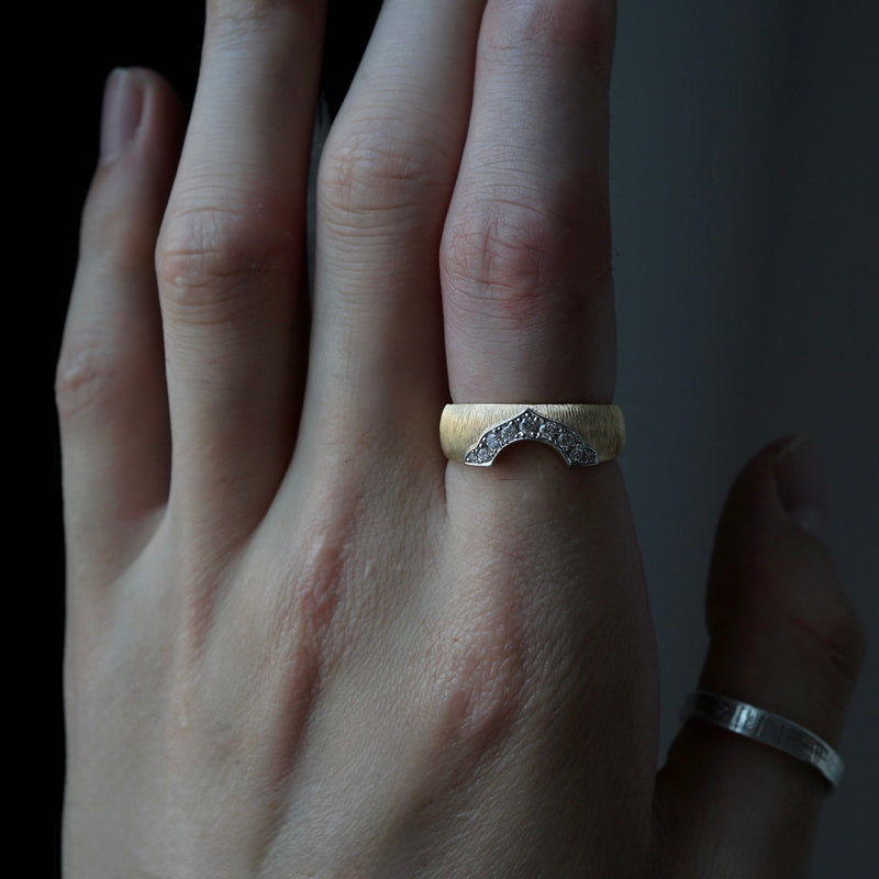 Kagann / Moroccan band ring K18WG×K18YG（筋彫り）