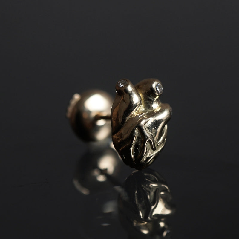 IN OUT DESIGN / Heart 3 Dia Pierced Earring K18YG