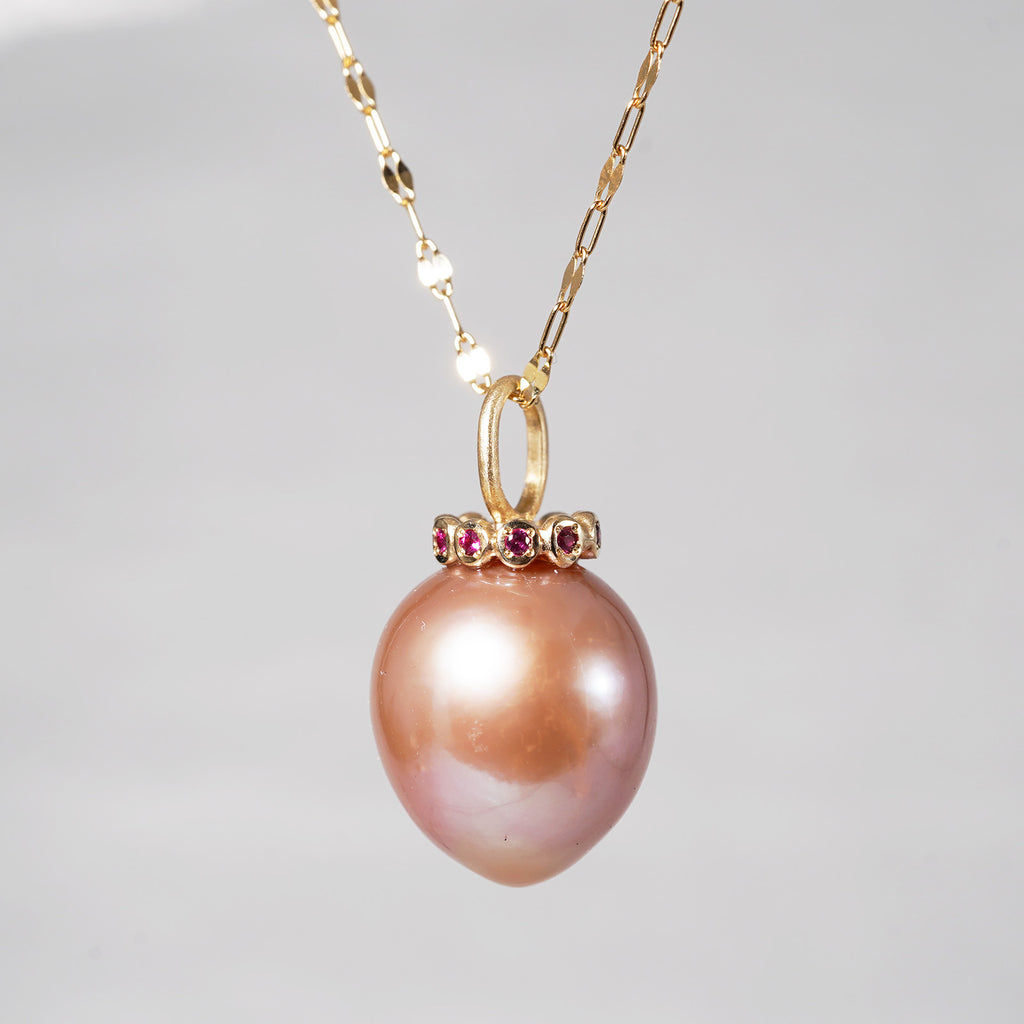 [-3/16 Limited] MINIMUMNUTS/ Pendant top Baroque Pink x Ruby MN-chki003_K10