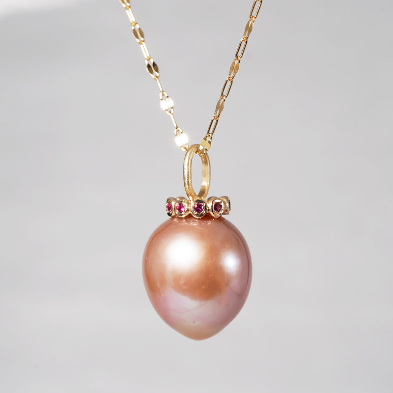 【-3/16限定】MINIMUMNUTS/ Pendant top Baroque Pink x Ruby MN-chki003_K10