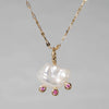 【-3/16限定】MINIMUMNUTS/ Pendant top White South Sea x Pink Sapphire MN-chdec007_K18