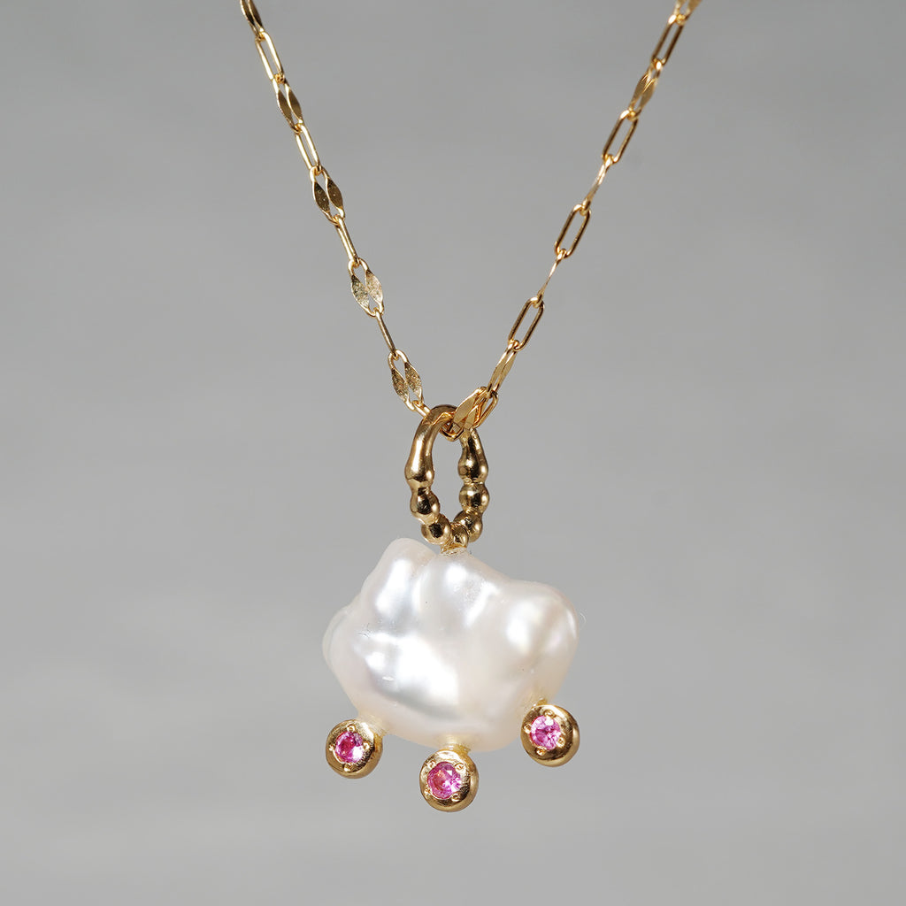 [-3/16 Limited] MINIMUMNUTS/ Pendant top White South Sea x Pink Sapphire MN-chdec007_K18