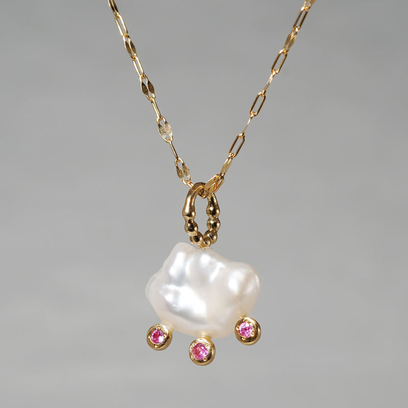 【-3/16限定】MINIMUMNUTS/ Pendant top White South Sea x Pink Sapphire MN-chdec007_K18