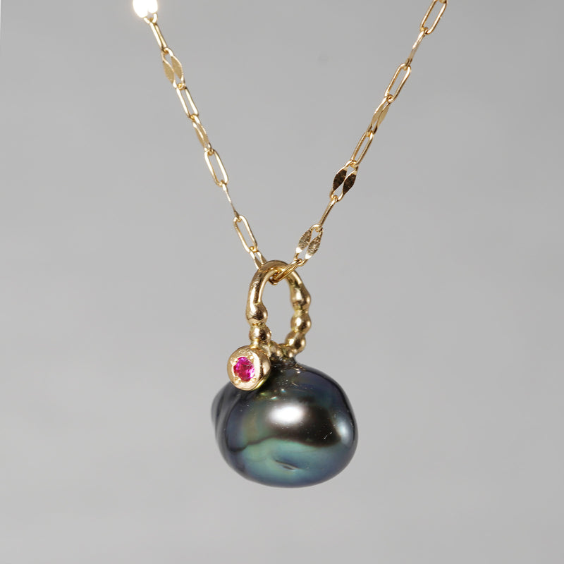 [-3/16 Limited] MINIMUMNUTS/ Pendant top Black South Sea Ruby MN-ch011_K18