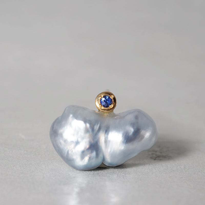 [-3/16 Limited] MINIMUMNUTS/keshi pearl pierce blue Sapphire for one ear MN-pke1s-ALL