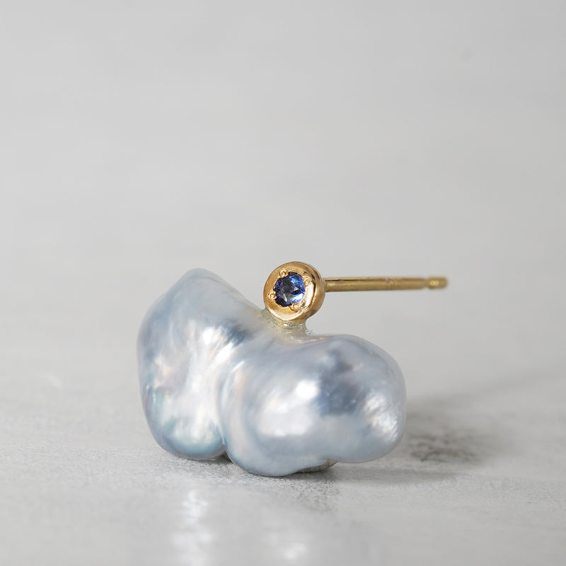 [-3/16 Limited] MINIMUMNUTS/keshi pearl pierce blue Sapphire for one ear MN-pke1s-ALL