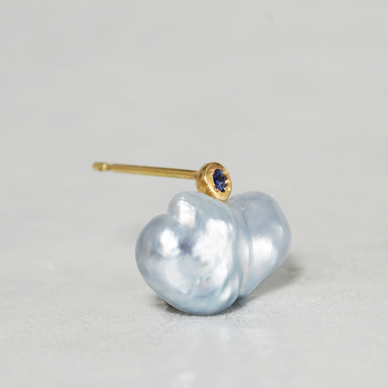 [-3/16 Limited] MINIMUMNUTS/keshi pearl pierce blue Sapphire for one ear MN-pke1s-ALL