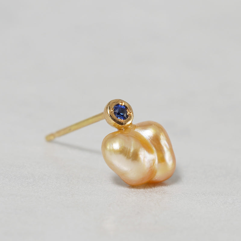 [-3/16 Limited] MINIMUMNUTS/keshi pearl pierce blue Sapphire for one ear MN-pke1s-BB