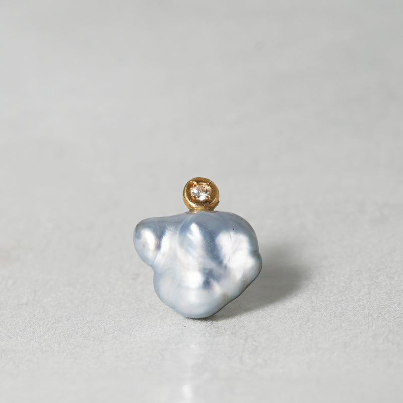 [-3/16 Limited] MINIMUMNUTS / keshi pearl pierce diamond single ear MN-pke1d-AL