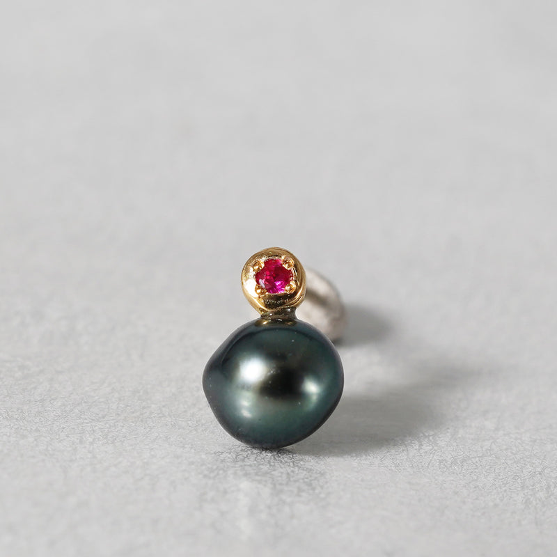 [-3/16 Limited] MINIMUMNUTS / keshi pearl pierce Ruby for one ear MN-pke1r-A