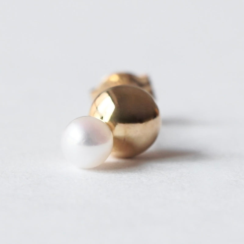 uM / UNIO SINGLE PIERCED EARRING K18YG x PEARL S (um-uoP11_18YG)