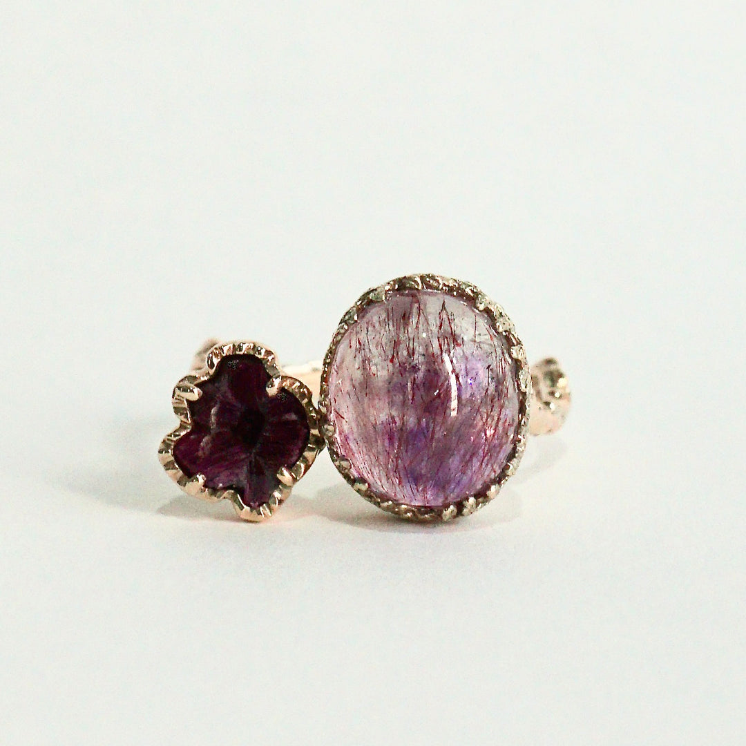 Curva y Ruri JEWELRY / goethite in amethyst ＆ trapiche ruby
