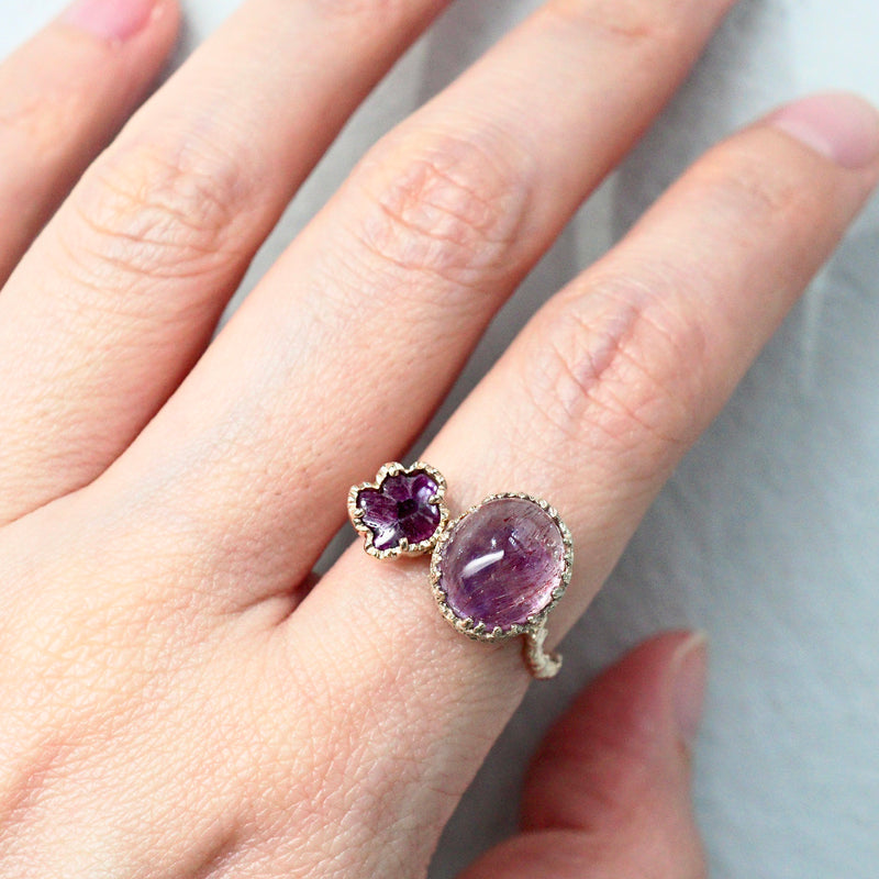 Curva y Ruri JEWELRY / goethite in amethyst ＆ trapiche ruby