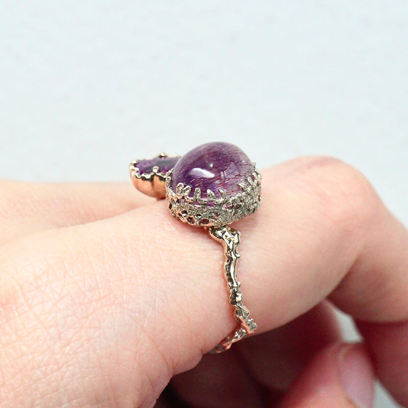 Curva y Ruri JEWELRY / goethite in amethyst ＆ trapiche ruby