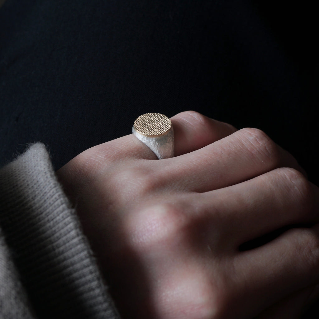 GERMEDEUR / CLOUS DE PARIS Signet Ring K18YG×SV