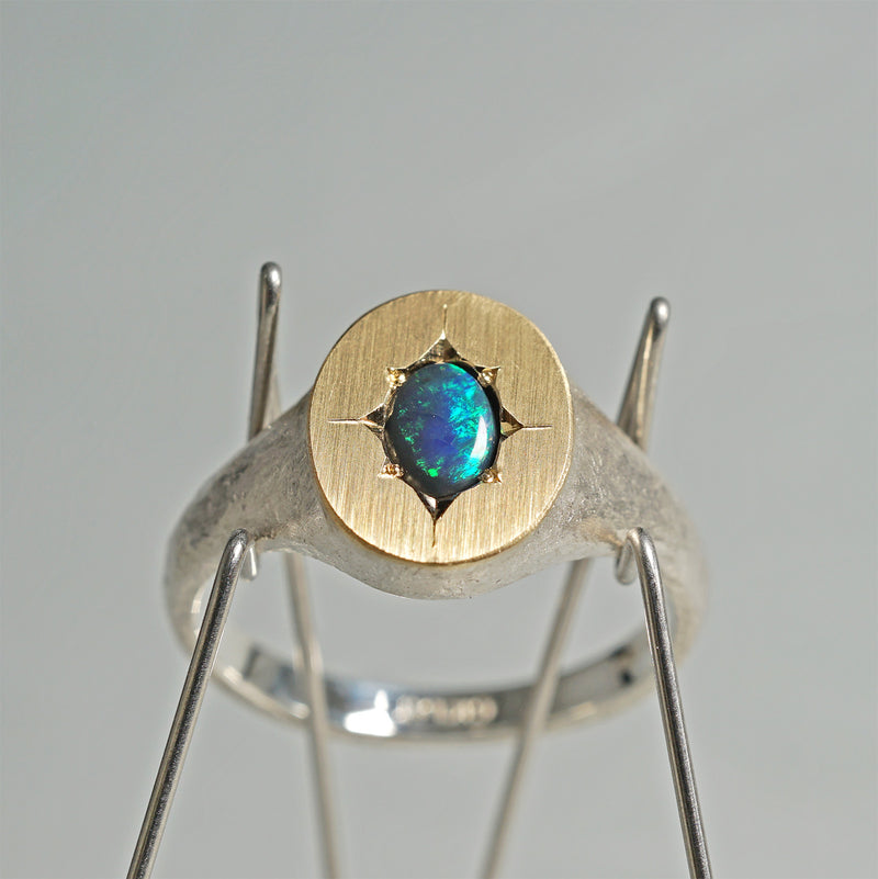 【-12/28 期間限定】GICLAT / Silver Collection  K18YG/silver x black Opal　GLR776