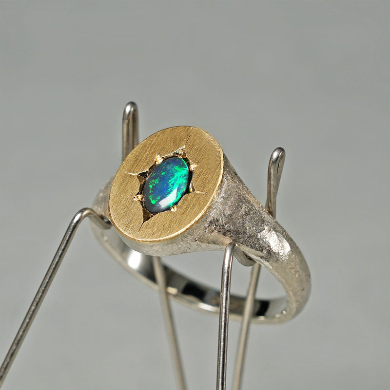 【-12/28 期間限定】GICLAT / Silver Collection  K18YG/silver x black Opal　GLR776