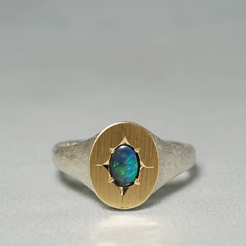 【-12/28 期間限定】GICLAT / Silver Collection  K18YG/silver x black Opal　GLR776