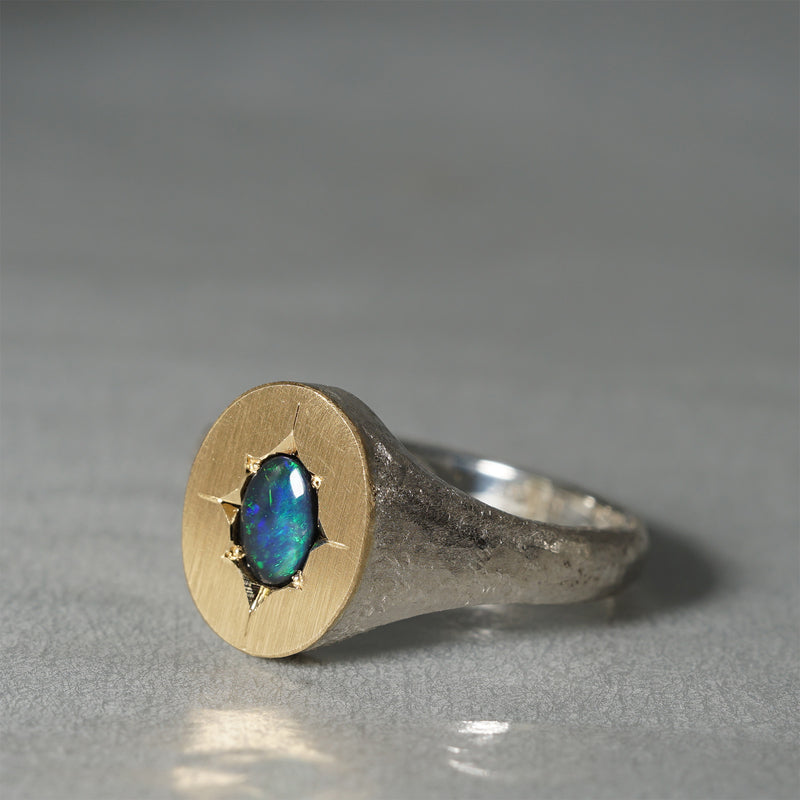 【-12/28 期間限定】GICLAT / Silver Collection  K18YG/silver x black Opal　GLR776