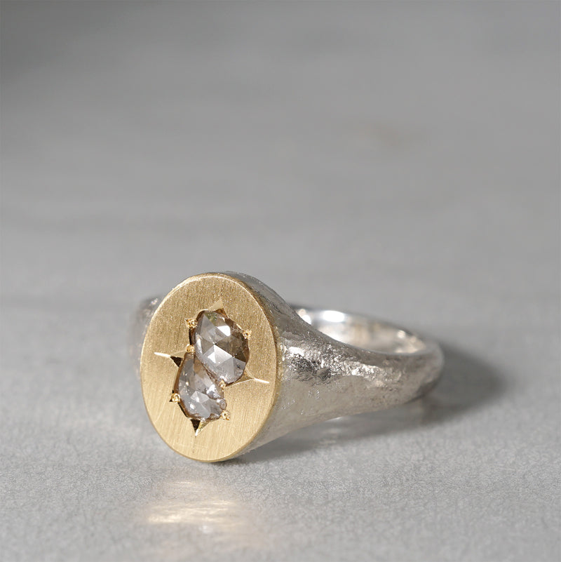 【-12/28 期間限定】GICLAT / Silver Collection  K18YG/silver x Brown Rose Diamond　GLR786