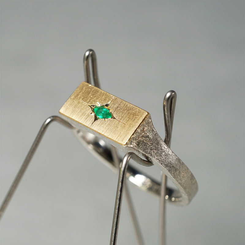 【-12/28 期間限定】GICLAT / Silver Collection  K18YG/silver x Emerald　GLR698