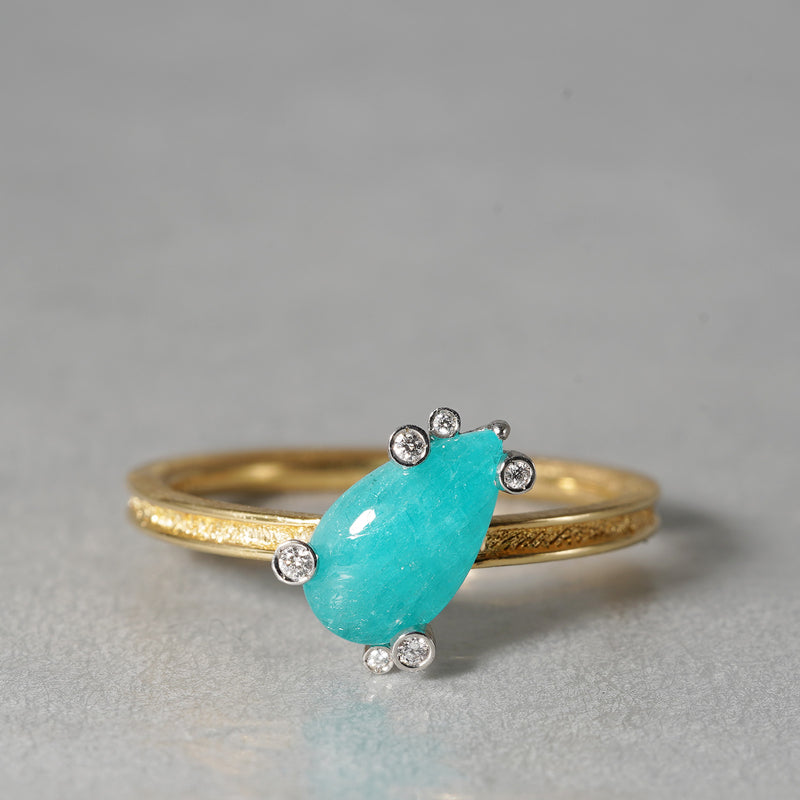 [5/3-5/25 Limited time only] 19un-neuf / Morning dew Ring Paraiba tourmaline CR09212