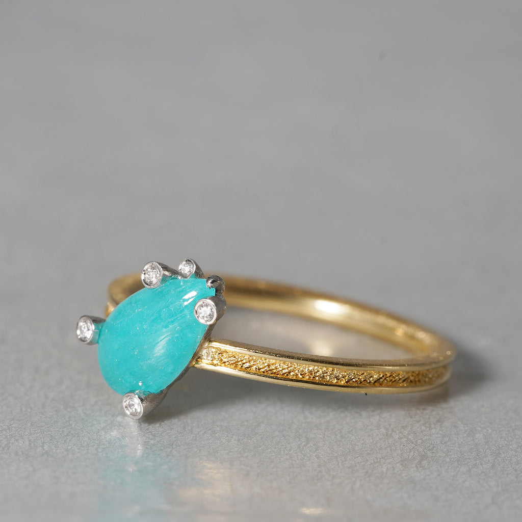 [5/3-5/25 Limited time only] 19un-neuf / Morning dew Ring Paraiba tourmaline CR09212