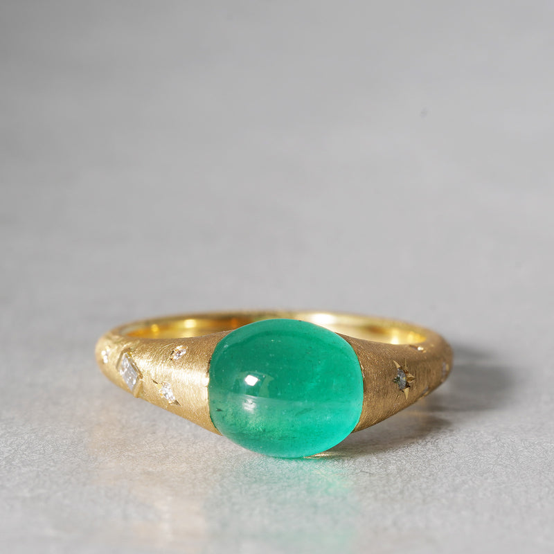 [5/3-5/25 Limited time only] 19un-neuf / Handsome Ring Emerald cat's eye CR09613