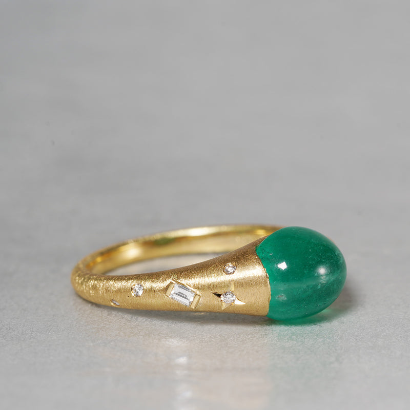 [5/3-5/25 Limited time only] 19un-neuf / Handsome Ring Emerald cat's eye CR09613