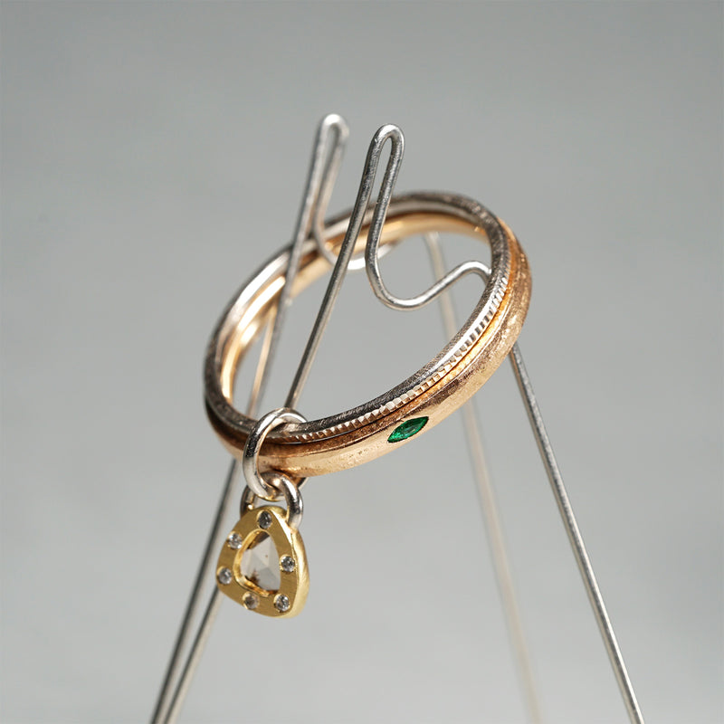 [-12/28 limited time] GICLAT / K18PG/K18WG/K18YG x Brown Dia x Salt&Pepper Dia x Emerald GLR810