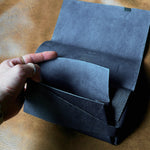 [Limited period]shosa / Long wallet black leather x indigo dyeing