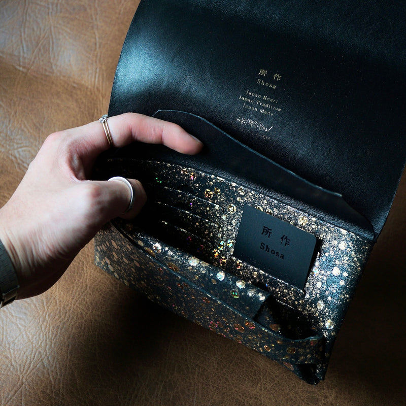 [Limited period]shosa / Long wallet golden quartz x black