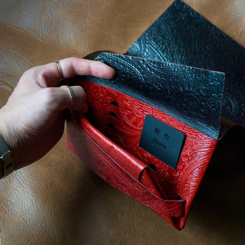 [Limited period]shosa / Long wallet red x black paisley