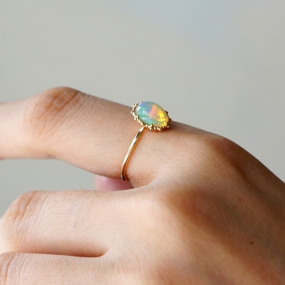 HAVITAS　Granulation opal ring (K14YG)