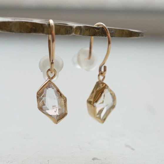 in her  K10 Wrapping Herkimer diamond  pierced earrings（ピアス）