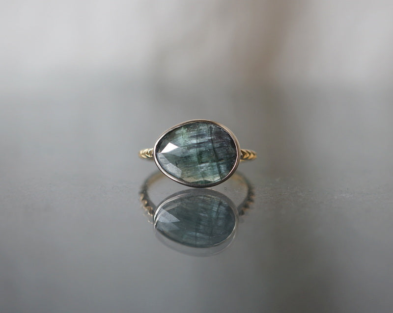 HAVITAS/Tri-stud Tourmaline Ring viridian K18WG＆K18YG