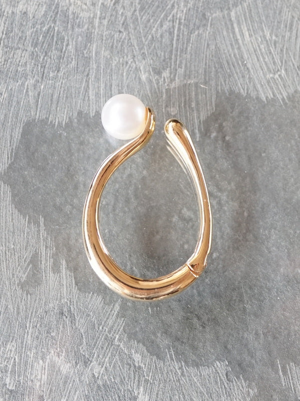 HAVITAS big hoop inner cuff pearl K18コート 片耳