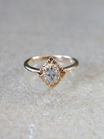 HAVITAS flora engraved diamond ring K14YG #12