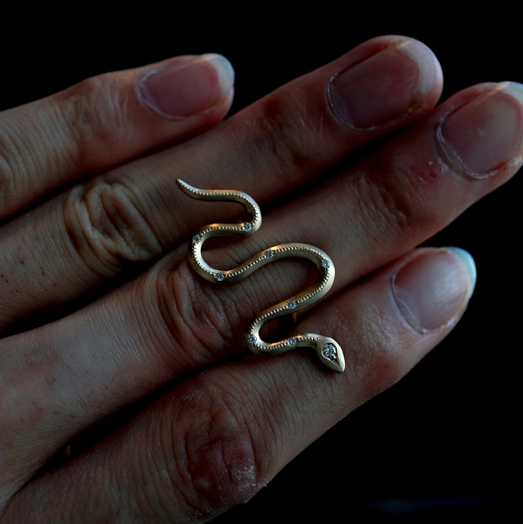 Kagann jewelry (カガンジュエリー) / Eden Snake bar ring　Dia (K10)