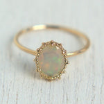 HAVITAS　Granulation facet cut opal ring (K14YG) / #9