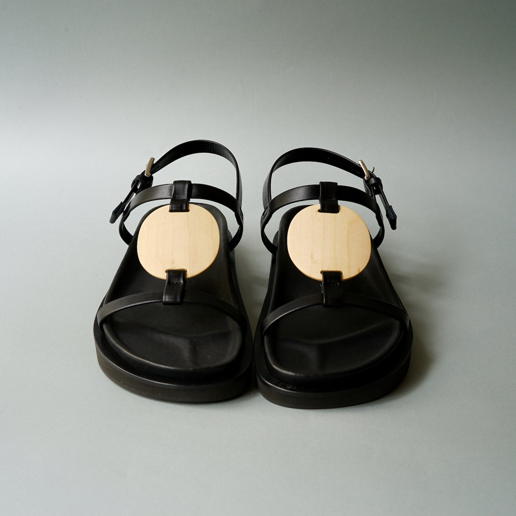 _Fot / wood heel mule sandals soft _ circle (maple) – Fuligo