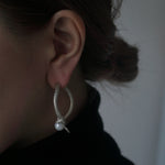 ELCAMI Snake Pearl Earrings Silver (EPS-117S)